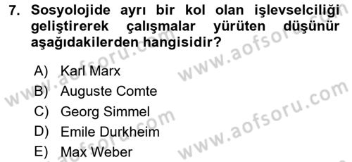 Turizm Sosyolojisi Dersi Ara Sınavı Deneme Sınav Soruları 7. Soru