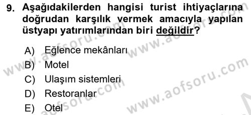 Turizm Sosyolojisi Dersi Ara Sınavı Deneme Sınav Soruları 9. Soru