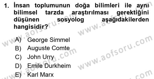 Turizm Sosyolojisi Dersi 2025 - 2026 Yılı (Final) Dönem Sonu Sınav Soruları 1. Soru