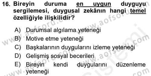 Örgütsel Davranış Dersi 2015 - 2016 Yılı (Vize) Ara Sınav Soruları 16. Soru