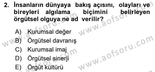 Örgütsel Davranış Dersi 2017 - 2018 Yılı (Final) Dönem Sonu Sınav Soruları 2. Soru