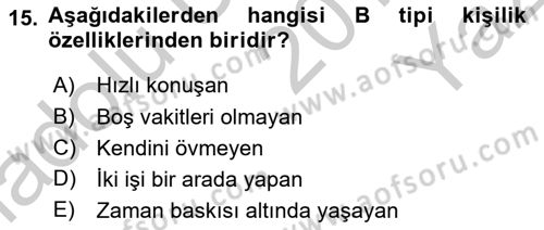 Örgütsel Davranış Dersi 2018 - 2019 Yılı Yaz Okulu Sınav Soruları 15. Soru