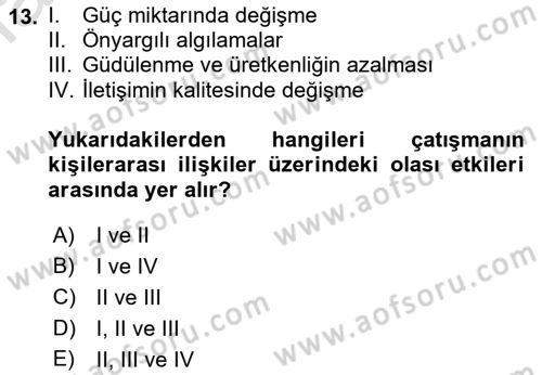 Örgütsel Davranış Dersi 2021 - 2022 Yılı Yaz Okulu Sınav Soruları 13. Soru