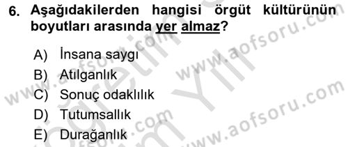 Örgütsel Davranış Dersi 2023 - 2024 Yılı Yaz Okulu Sınavı 6. Soru