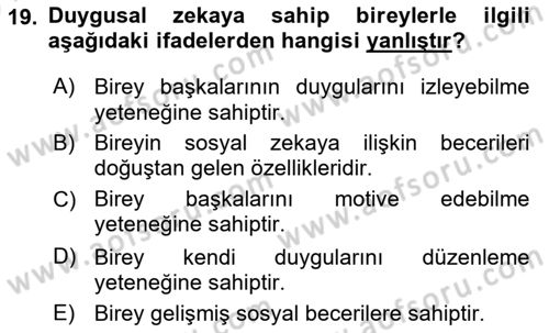 Örgütsel Davranış Dersi 2024 - 2025 Yılı (Vize) Ara Sınav Soruları 19. Soru