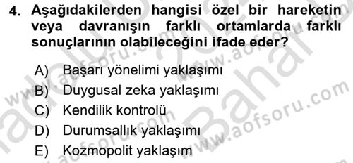 Örgütsel Davranış Dersi 2024 - 2025 Yılı (Vize) Ara Sınav Soruları 4. Soru