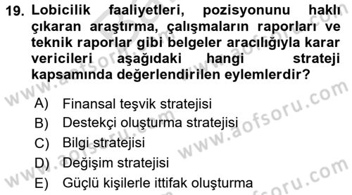 Örgütsel Davranış Dersi 2024 - 2025 Yılı (Final) Dönem Sonu Sınav Soruları 19. Soru
