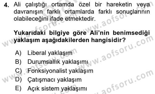 Örgütsel Davranış Dersi 2024 - 2025 Yılı (Final) Dönem Sonu Sınav Soruları 4. Soru