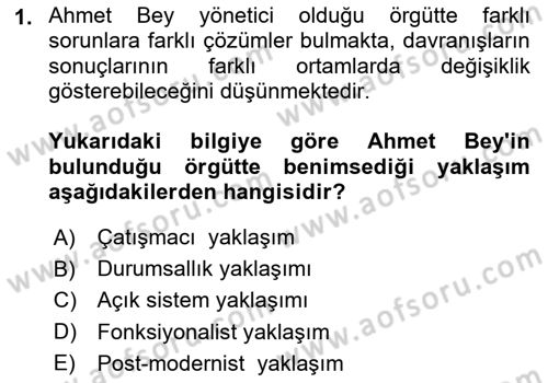 Örgütsel Davranış Dersi 2024 - 2025 Yılı Yaz Okulu Sınav Soruları 1. Soru