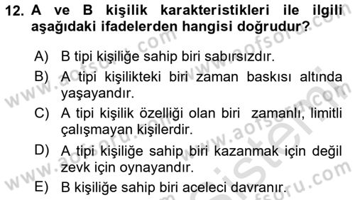 Örgütsel Davranış Dersi 2024 - 2025 Yılı Yaz Okulu Sınav Soruları 12. Soru