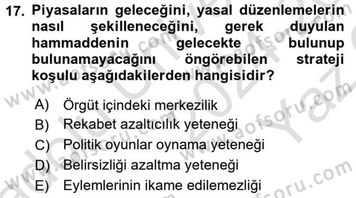 Örgütsel Davranış Dersi 2024 - 2025 Yılı Yaz Okulu Sınav Soruları 17. Soru
