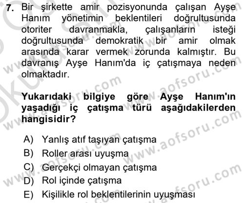 Örgütsel Davranış Dersi 2024 - 2025 Yılı Yaz Okulu Sınav Soruları 7. Soru