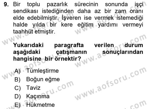 Örgütsel Davranış Dersi 2024 - 2025 Yılı Yaz Okulu Sınav Soruları 9. Soru