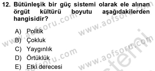 Örgütsel Davranış Dersi 2025 - 2026 Yılı (Vize) Ara Sınav Soruları 12. Soru