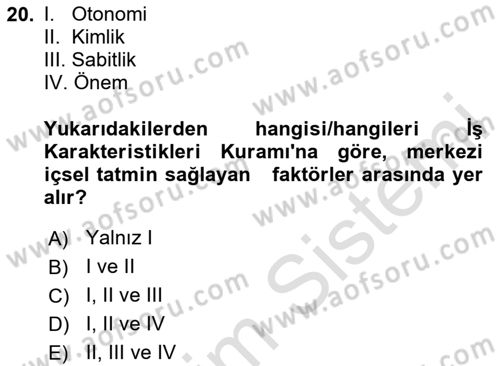 Örgütsel Davranış Dersi 2025 - 2026 Yılı (Vize) Ara Sınav Soruları 20. Soru