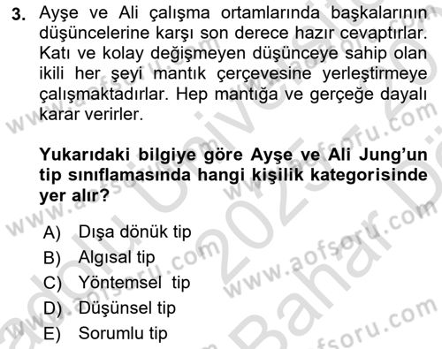 Örgütsel Davranış Dersi 2025 - 2026 Yılı (Vize) Ara Sınav Soruları 3. Soru