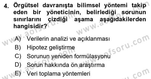 Örgütsel Davranış Dersi 2025 - 2026 Yılı (Vize) Ara Sınav Soruları 4. Soru