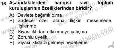 Sosyoloji 1 Dersi Ara Sınavı Deneme Sınav Soruları 16. Soru