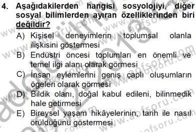 Sosyoloji 1 Dersi Ara Sınavı Deneme Sınav Soruları 4. Soru