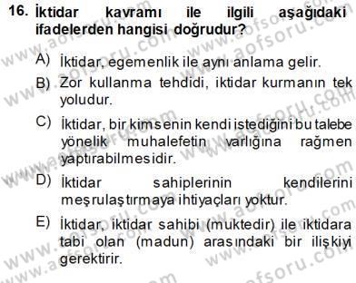 Sosyoloji 1 Dersi 2013 - 2014 Yılı (Vize) Ara Sınav Soruları 16. Soru