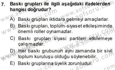 Sosyoloji 1 Dersi 2013 - 2014 Yılı (Final) Dönem Sonu Sınav Soruları 7. Soru