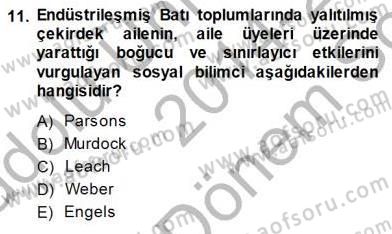 Sosyoloji 1 Dersi 2014 - 2015 Yılı (Final) Dönem Sonu Sınav Soruları 11. Soru