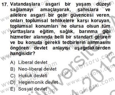Sosyoloji 1 Dersi 2014 - 2015 Yılı (Final) Dönem Sonu Sınav Soruları 17. Soru