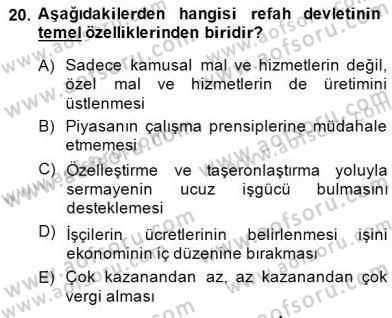 Sosyoloji 1 Dersi 2014 - 2015 Yılı (Final) Dönem Sonu Sınav Soruları 20. Soru