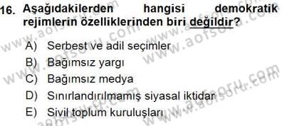 Sosyoloji 1 Dersi 2015 - 2016 Yılı (Vize) Ara Sınavı 16. Soru