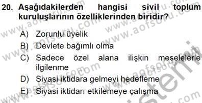 Sosyoloji 1 Dersi 2015 - 2016 Yılı (Vize) Ara Sınav Soruları 20. Soru