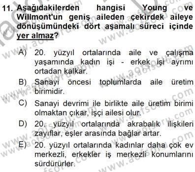 Sosyoloji 1 Dersi 2015 - 2016 Yılı (Final) Dönem Sonu Sınav Soruları 11. Soru