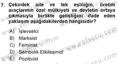 Sosyoloji 1 Dersi 2015 - 2016 Yılı (Final) Dönem Sonu Sınav Soruları 7. Soru