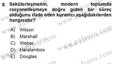 Sosyoloji 1 Dersi 2015 - 2016 Yılı (Final) Dönem Sonu Sınav Soruları 8. Soru