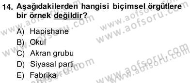 Sosyoloji 2 Dersi 2013 - 2014 Yılı (Vize) Ara Sınav Soruları 14. Soru