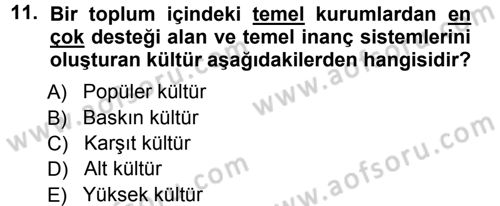 Davranış Bilimleri 1 Dersi 2012 - 2013 Yılı (Vize) Ara Sınav Soruları 11. Soru