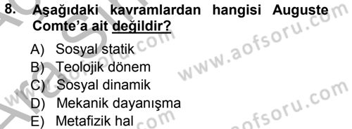 Davranış Bilimleri 1 Dersi 2012 - 2013 Yılı (Vize) Ara Sınav Soruları 8. Soru