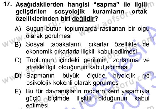 Davranış Bilimleri 1 Dersi 2012 - 2013 Yılı (Final) Dönem Sonu Sınav Soruları 17. Soru