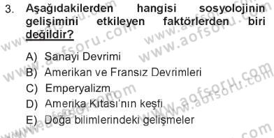 Davranış Bilimleri 1 Dersi 2012 - 2013 Yılı Tek Ders Sınavı 3. Soru