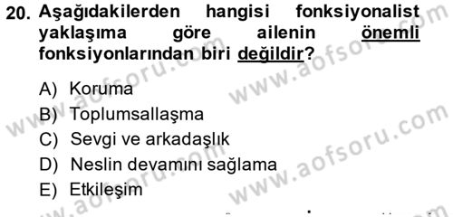 Davranış Bilimleri 1 Dersi 2013 - 2014 Yılı (Vize) Ara Sınav Soruları 20. Soru