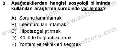 Davranış Bilimleri 1 Dersi 2013 - 2014 Yılı (Final) Dönem Sonu Sınav Soruları 2. Soru