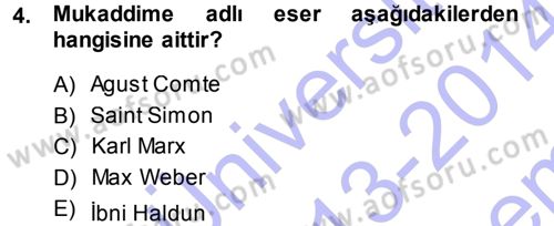 Davranış Bilimleri 1 Dersi 2013 - 2014 Yılı (Final) Dönem Sonu Sınavı 4. Soru