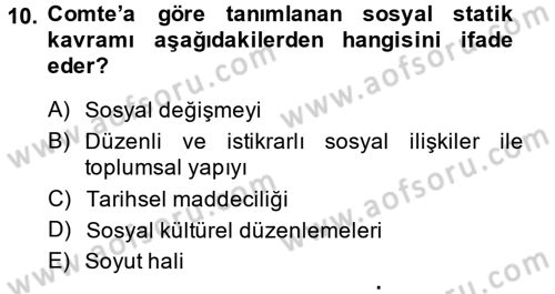 Davranış Bilimleri 1 Dersi 2014 - 2015 Yılı (Vize) Ara Sınav Soruları 10. Soru