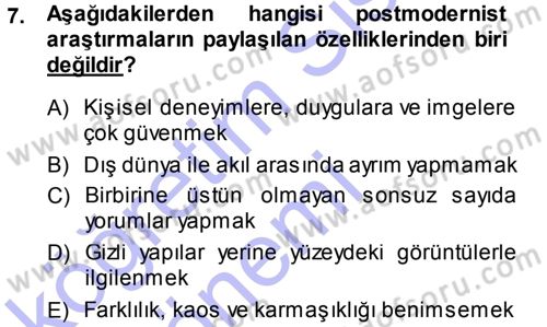 Davranış Bilimleri 1 Dersi 2014 - 2015 Yılı (Vize) Ara Sınav Soruları 7. Soru