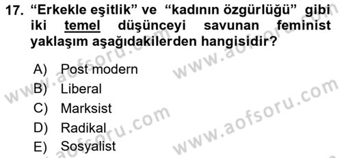 Davranış Bilimleri 1 Dersi 2015 - 2016 Yılı Tek Ders Sınavı 17. Soru