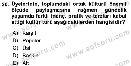 Davranış Bilimleri 1 Dersi 2016 - 2017 Yılı (Vize) Ara Sınav Soruları 20. Soru