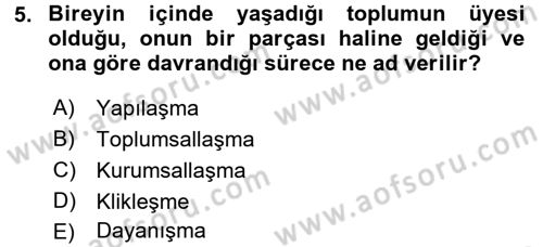 Davranış Bilimleri 1 Dersi 2016 - 2017 Yılı (Vize) Ara Sınavı 5. Soru