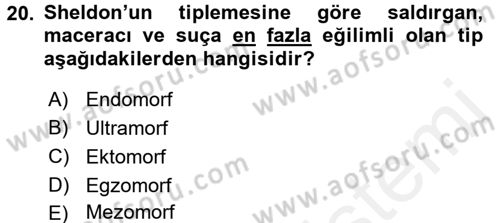 Davranış Bilimleri 1 Dersi 2017 - 2018 Yılı (Final) Dönem Sonu Sınavı 20. Soru