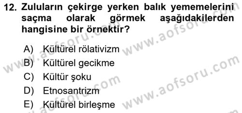 Davranış Bilimleri 1 Dersi 2018 - 2019 Yılı (Vize) Ara Sınavı 12. Soru