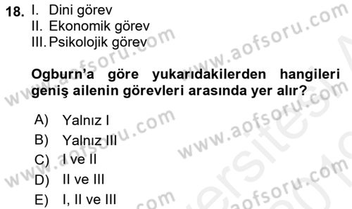 Davranış Bilimleri 1 Dersi 2018 - 2019 Yılı (Vize) Ara Sınavı 18. Soru