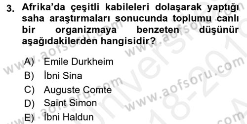 Davranış Bilimleri 1 Dersi 2018 - 2019 Yılı (Vize) Ara Sınavı 3. Soru